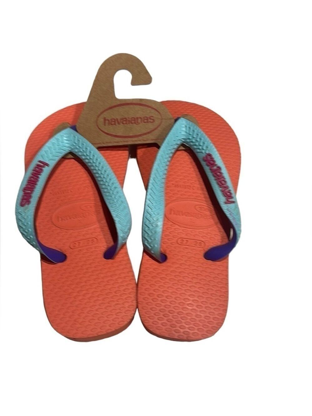 NWT Havaianas Rubber Flip Flop Sandal Girls Orange Blue Purple